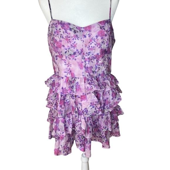Bardot Lilac Floral Print Ruffle Mini Dress Size XXL - Picture 3 of 7